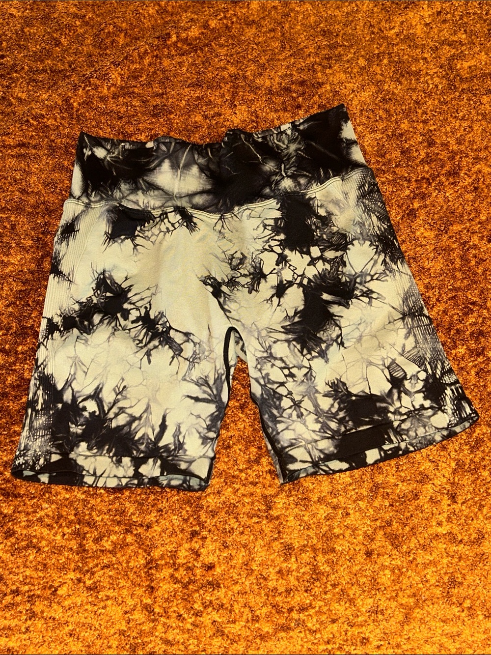Women’s High-Waist Tie-Dye Bike Shorts — Black & White